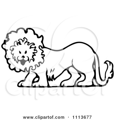 Clipart Vintage Black And White Circus Lion - Royalty Free Vector ...