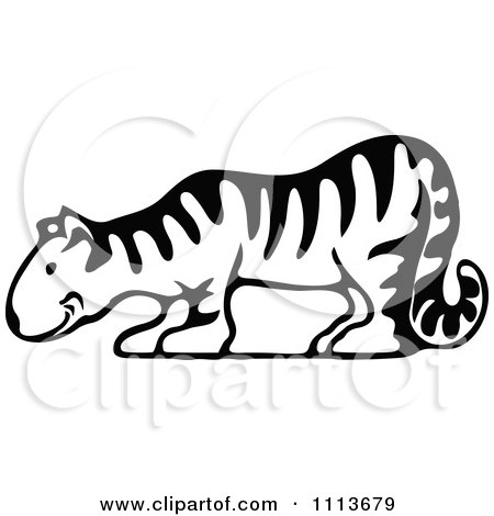 Clipart Vintage Black And White Circus Tiger - Royalty Free Vector Illustration by Prawny Vintage