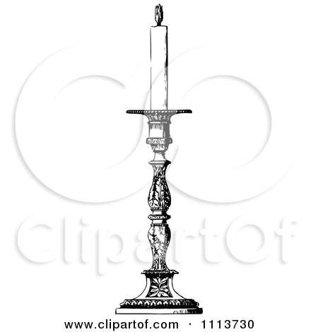 Clipart Vintage Black And White Candlestick - Royalty Free Vector Illustration by Prawny Vintage