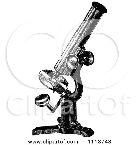 Clipart Vintage Black And White Microscope - Royalty Free Vector Illustration by Prawny Vintage