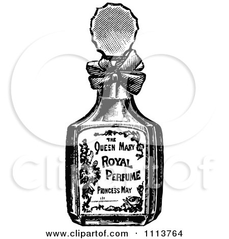 Clipart Vintage Black And White Bottle Of Perfume 1 - Royalty Free Vector Illustration by Prawny Vintage