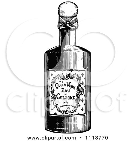 Clipart Vintage Black And White Bottle Of Cologne - Royalty Free Vector Illustration by Prawny Vintage