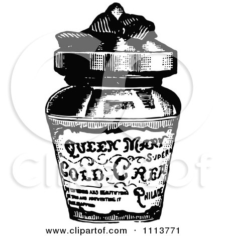 Clipart Vintage Black And White Jar Of Cold Cream - Royalty Free Vector Illustration by Prawny Vintage
