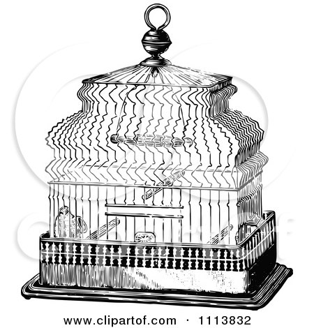 Clipart Vintage Black And White Antique Bird Cage 1 - Royalty Free Vector Illustration by Prawny Vintage