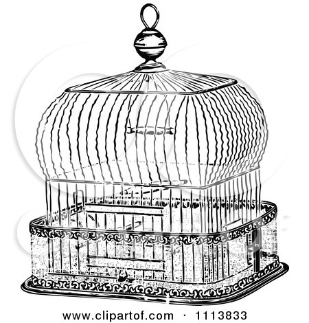 Clipart Vintage Black And White Antique Bird Cage 2 - Royalty Free Vector Illustration by Prawny Vintage
