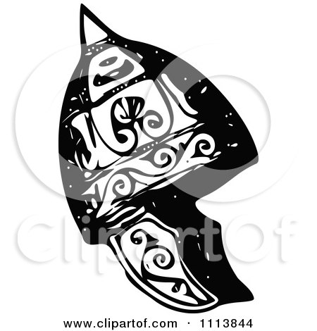 Clipart Vintage Black And White Ancient Armour Helmet 15 - Royalty Free Vector Illustration by Prawny Vintage