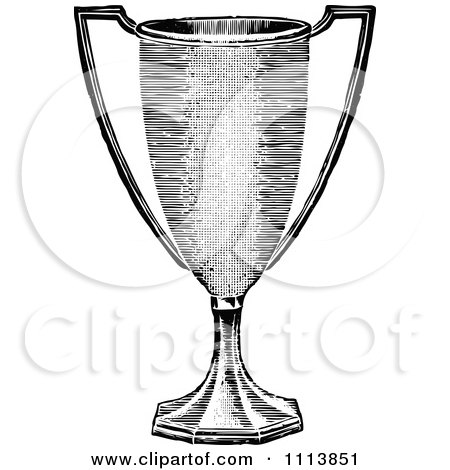 Clipart Vintage Black And White Trophy Cup 1 - Royalty Free Vector Illustration by Prawny Vintage