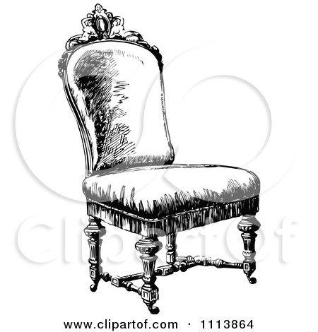 Clipart Vintage Black And White Ornate Chair 4 - Royalty Free Vector Illustration by Prawny Vintage