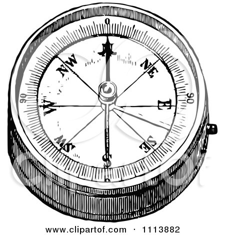 Clipart Vintage Black And White Hand Compass 2 - Royalty Free Vector Illustration by Prawny Vintage