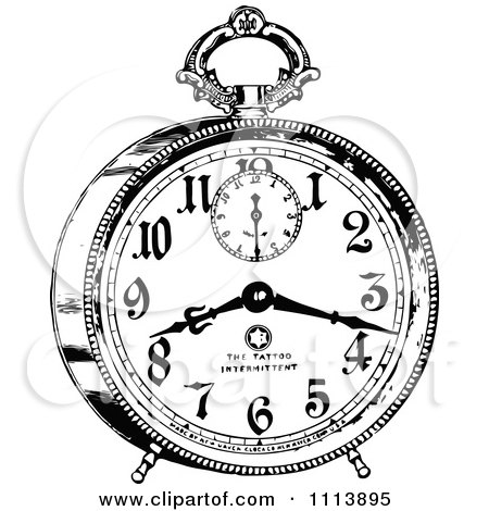 Clipart Vintage Black And White Alarm Clock 2 - Royalty Free Vector Illustration by Prawny Vintage