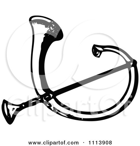 Clipart Vintage Black And White Roman Trumpet - Royalty Free Vector Illustration by Prawny Vintage