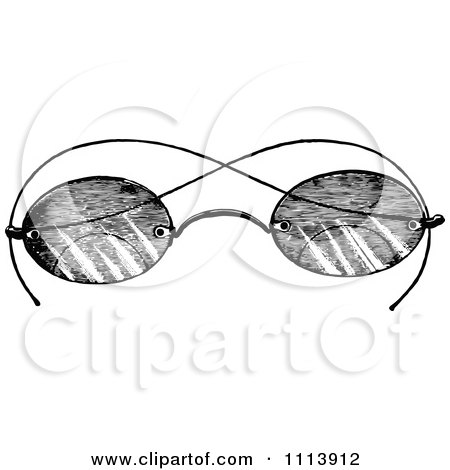 Clipart Vintage Black And White Spectacles - Royalty Free Vector Illustration by Prawny Vintage