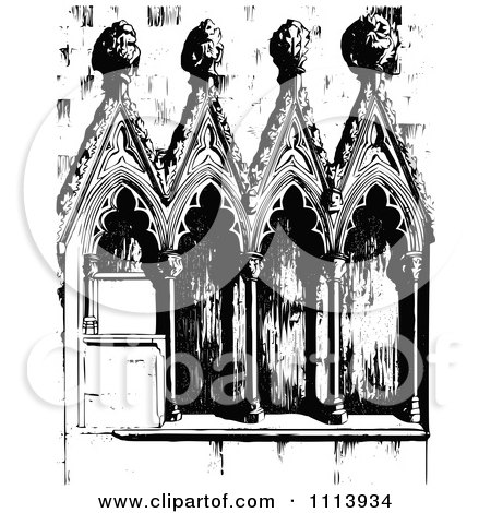 Clipart Vintage Black And White Gothic Architecture - Royalty Free Vector Illustration by Prawny Vintage