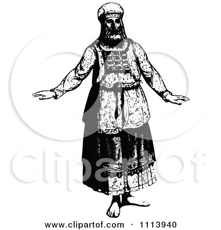 Clipart Vintage Black And White Jewish High Priest - Royalty Free Vector Illustration by Prawny Vintage