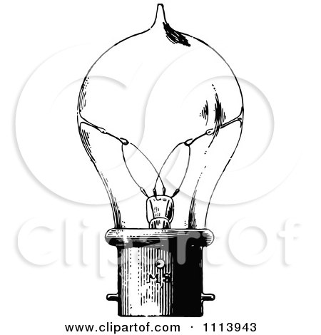 Clipart Vintage Black And White Lightbulb - Royalty Free Vector Illustration by Prawny Vintage