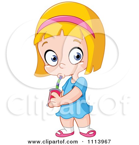 Clipart Blond Girl Drinking A Canned Beverage - Royalty Free Vector Illustration by yayayoyo
