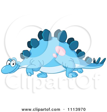Clipart Happy Blue Stegosaurus Walking - Royalty Free Vector Illustration by yayayoyo