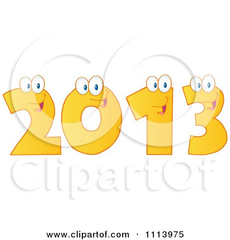 Clipart Yellow Happy 2013 Numbers - Royalty Free Vector Illustration by Hit Toon