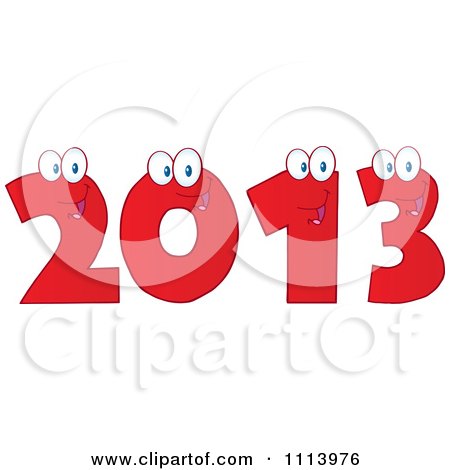 Clipart Red Happy 2013 Numbers - Royalty Free Vector Illustration by Hit Toon