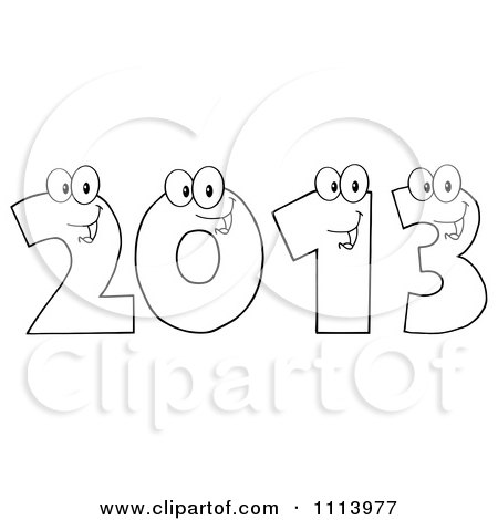 Clipart Outlined Happy 2013 Numbers - Royalty Free Vector Illustration by Hit Toon
