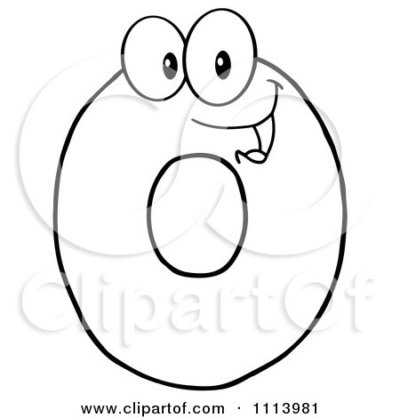 Clipart Outlined Zero Mascot - Royalty Free Vector Illustration by Hit Toon