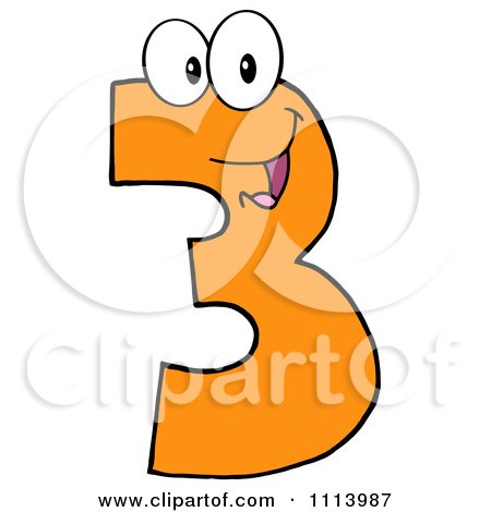 Clipart Orange Three Mascot - Royalty Free Vector Illustration by Hit Toon