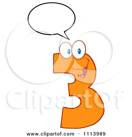 Clipart Talking Orange Three Mascot 1 - Royalty Free Vector Illustration by Hit Toon