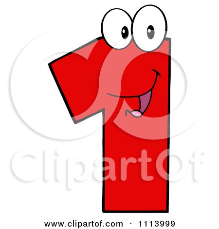 Clipart Red 1 Mascot - Royalty Free Vector Illustration by Hit Toon