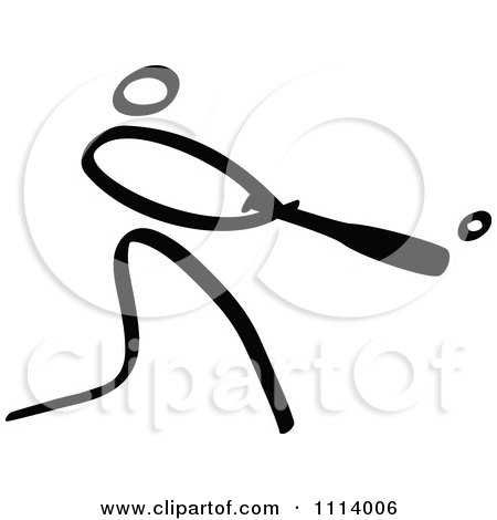 Clipart Black And White Stick Drawing Of A Batting Baseball Player 2 - Royalty Free Vector Illustration by Zooco