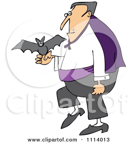 Clipart Halloween Vampire With A Pet Bat - Royalty Free Vector Illustration by djart