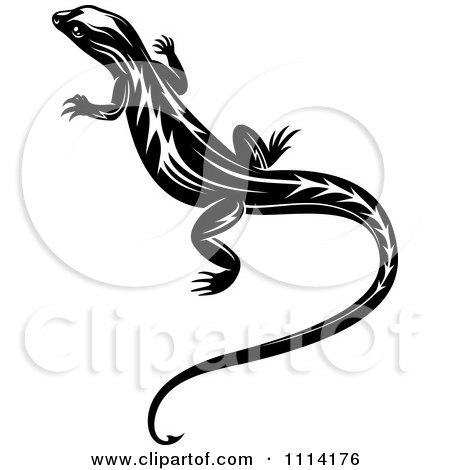 Clipart Black And White Tribal Lizard 15 - Royalty Free Vector Illustration by Vector Tradition SM