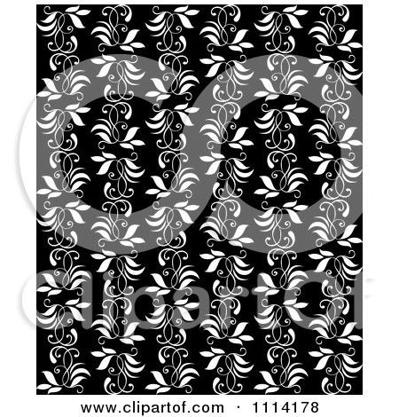 Clipart Seamless Black And White Floral Vine Background Pattern 2 - Royalty Free Vector Illustration by Vector Tradition SM
