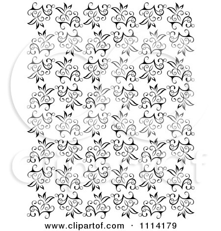 Clipart Seamless Black And White Floral Vine Background Pattern 3 - Royalty Free Vector Illustration by Vector Tradition SM