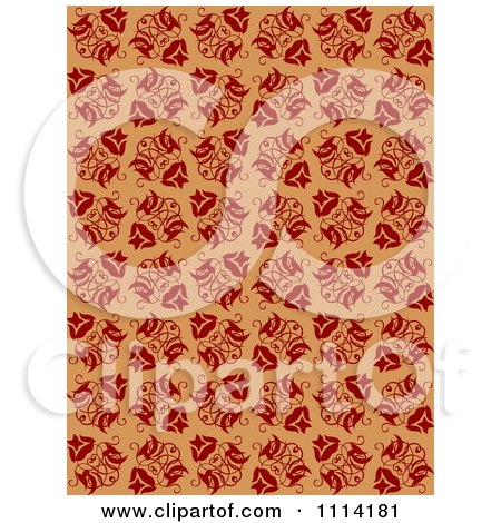 Clipart Seamless Red And Tan Floral Pattern - Royalty Free Vector Illustration by Vector Tradition SM