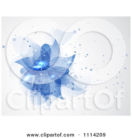 Clipart Abstract Blue Flower And Spot Background - Royalty Free Vector Illustration by vectorace