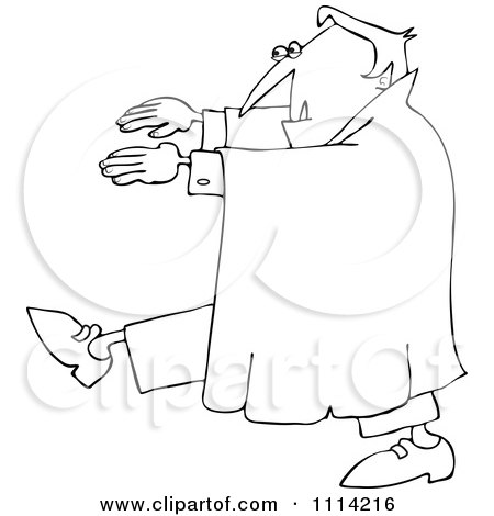 Clipart Outlined Vampire Walking In A Trance - Royalty Free Vector Illustration by djart