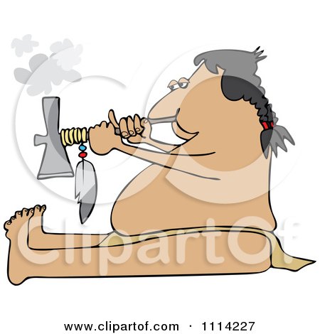 Clipart Native American Man Smoking A Pipe - Royalty Free Vector Illustration by djart