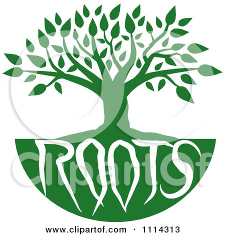 Clipart Green Family Tree With Roots Text - Royalty Free Vector Illustration by Johnny Sajem