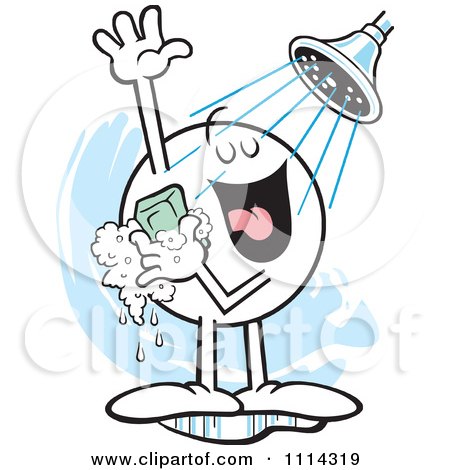 Clipart Moodie Character Singing In The Shower - Royalty Free Vector Illustration by Johnny Sajem