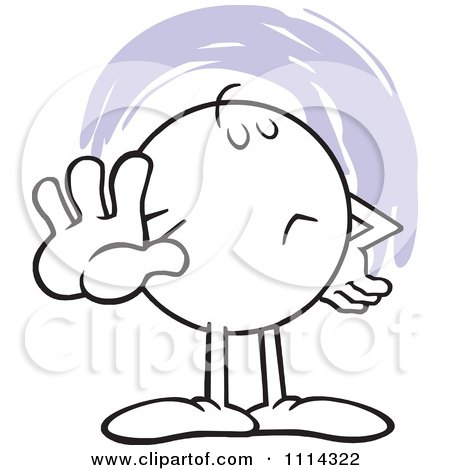 Clipart Moodie Character Holding Out A Talk To The Hand Palm - Royalty Free Vector Illustration by Johnny Sajem