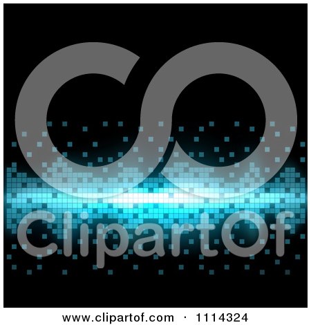 Clipart Black Background With Illuminated Blue Pixels - Royalty Free Vector Illustration by dero