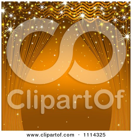 Clipart Background Of Sparkles And Golden Curtains - Royalty Free Vector Illustration by dero