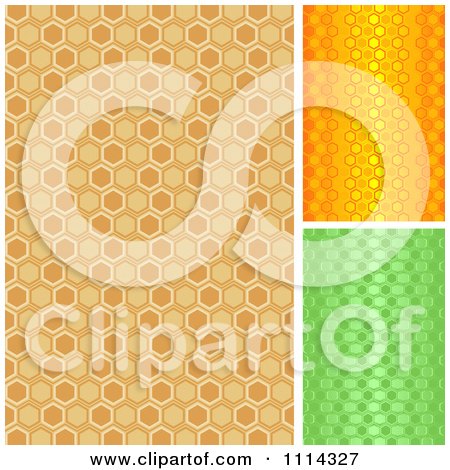 Clipart Seamless Tan Orange And Green Hexagon Patterns - Royalty Free Vector Illustration by dero
