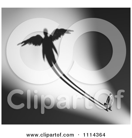 Clipart 3d Businessman With An Angel Shadow - Royalty Free CGI Illustration by Mopic