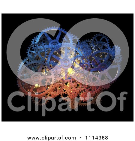 Clipart 3d Gear Cog Wheels On Black - Royalty Free CGI Illustration by Mopic