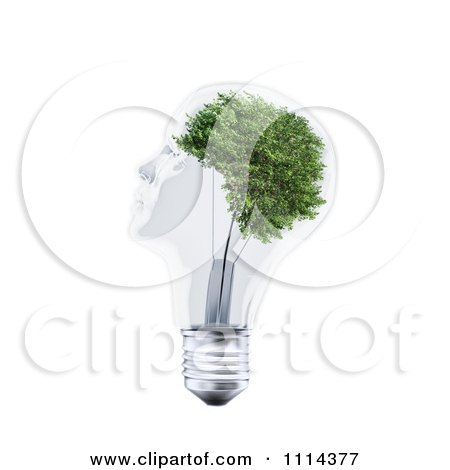Clipart 3d Transparent Light Bulb Head With A Tree - Royalty Free CGI Illustration by Mopic