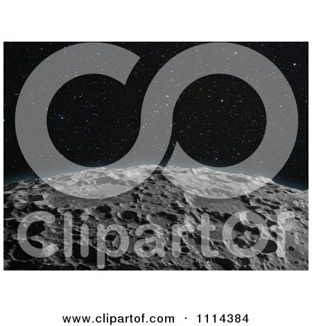 Clipart 3d Cratered Moon Surface And Starry Sky - Royalty Free CGI Illustration by Mopic