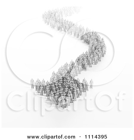 Clipart 3d Group Of People Forming A Curvy Arrow - Royalty Free CGI Illustration by Mopic