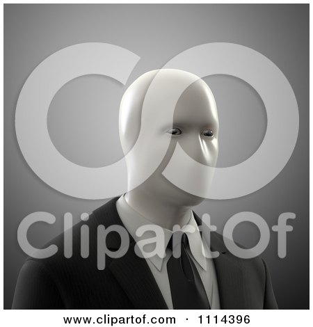 Clipart 3d Faceless Mute Man Over Gray - Royalty Free CGI Illustration by Mopic
