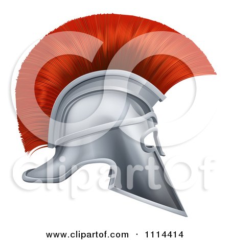 Clipart 3d Silver And Red Corinthian Trojan Helmet - Royalty Free Vector Illustration by AtStockIllustration